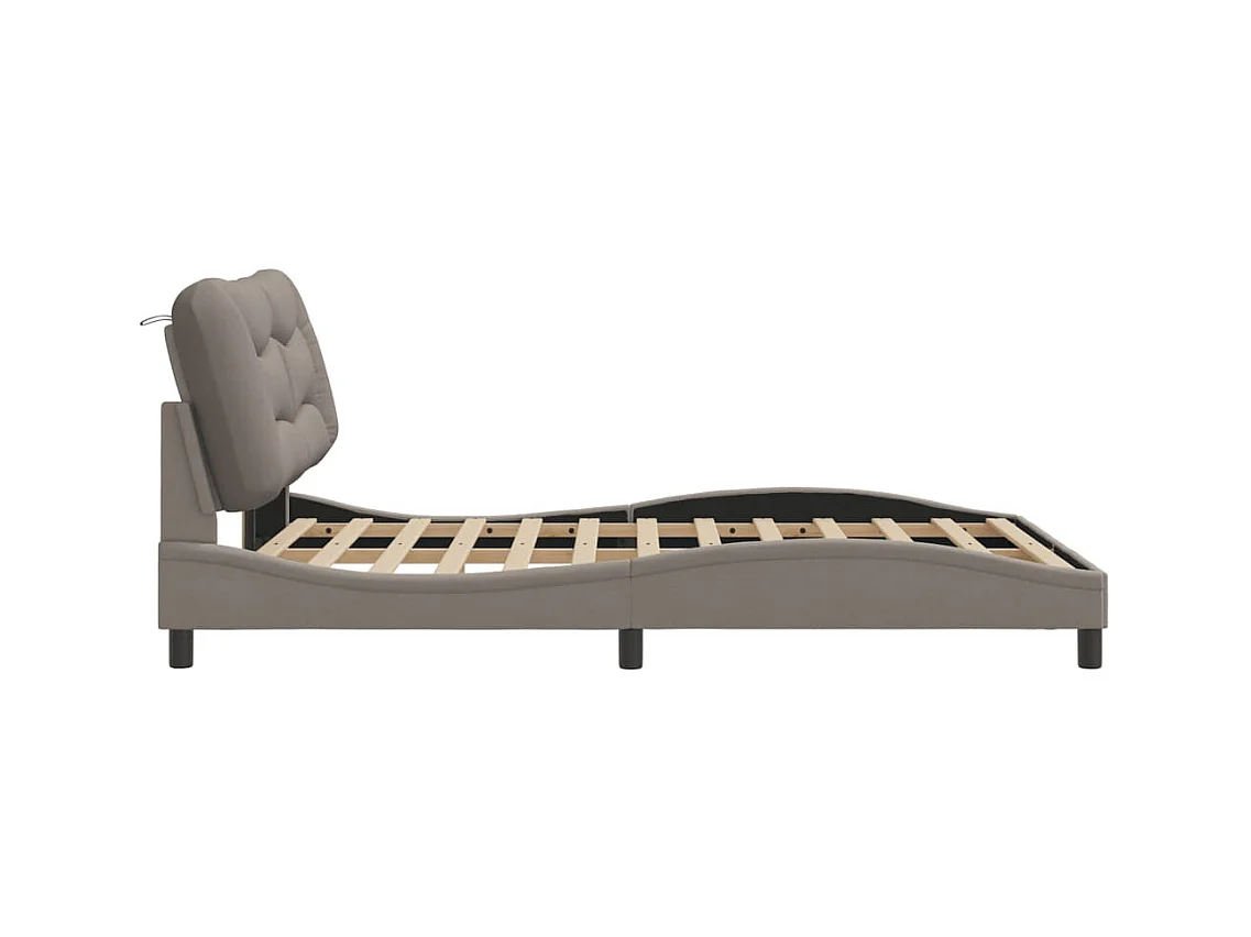 Cadre de lit avec tête de lit Taupe 140x190 Tissu