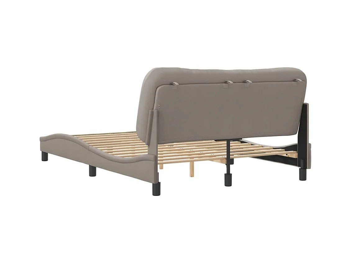 Cadre de lit avec tête de lit Taupe 140x190 Tissu