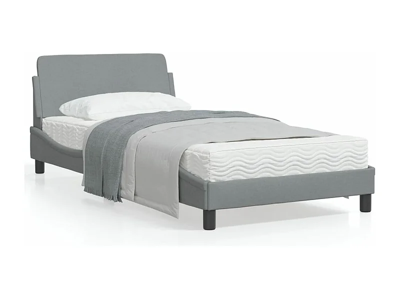 Cadre de lit avec tête de lit Gris clair 100x200 Tissu