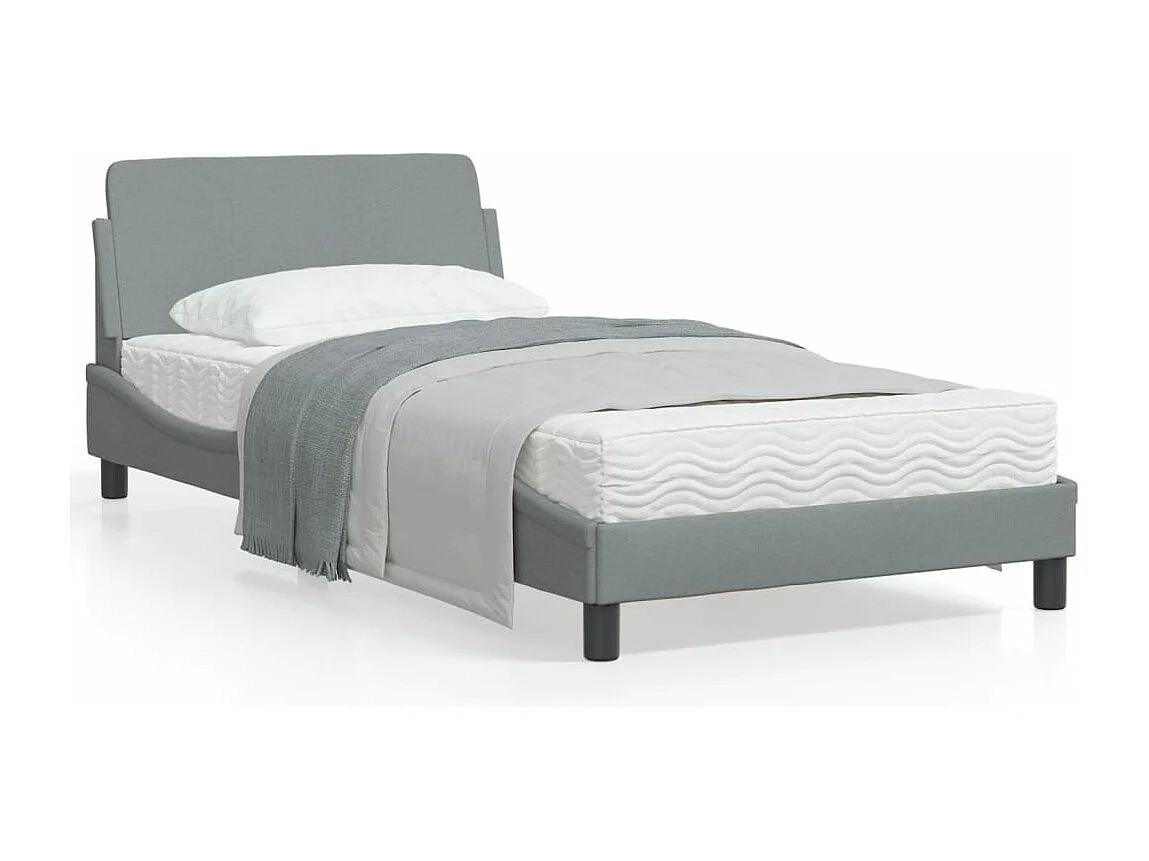 Cadre de lit avec tête de lit Gris clair 100x200 Tissu