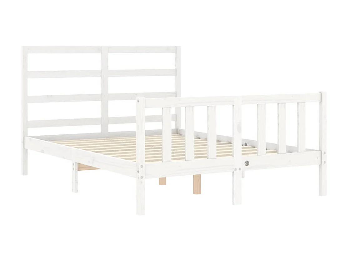 Cadre de lit avec tête de lit blanc 140x190 bois massif