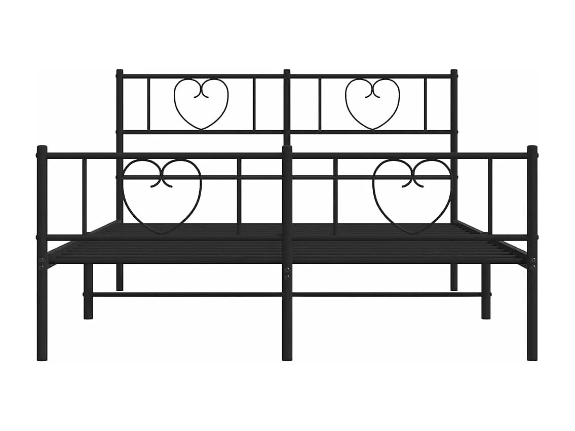 Cadre de lit métal avec tête de lit-pied de lit noir 135x190
