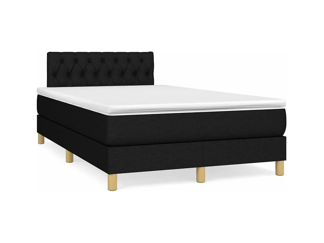 Sommier à lattes de lit matelas et LED noir 120x190 tissu