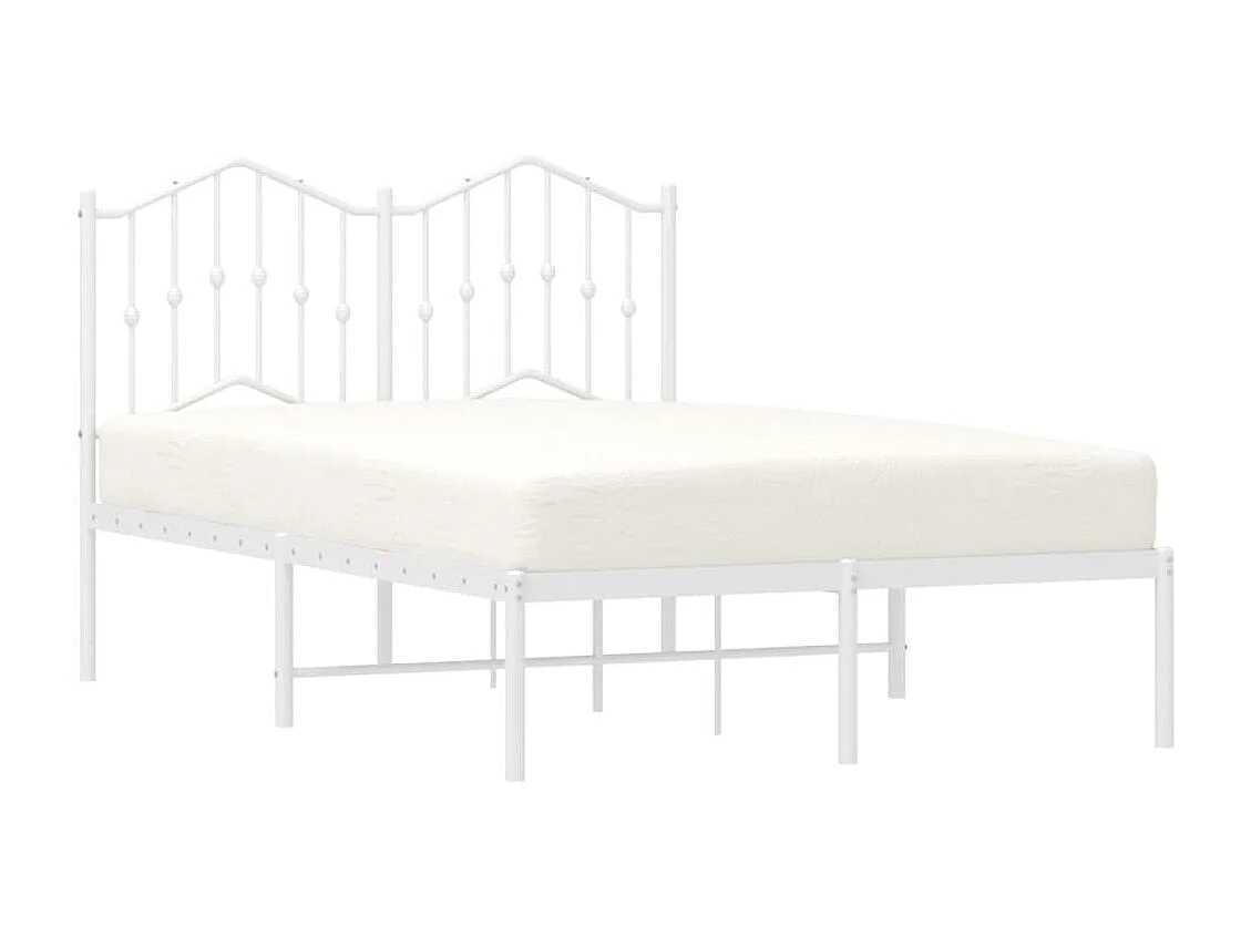 Cadre de lit métal avec tête de lit blanc 120x200