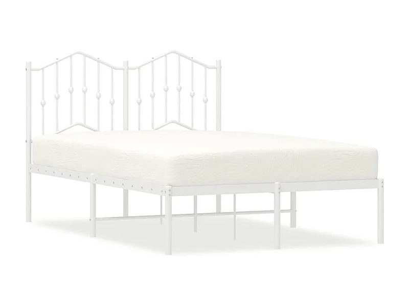 Cadre de lit métal avec tête de lit blanc 120x200