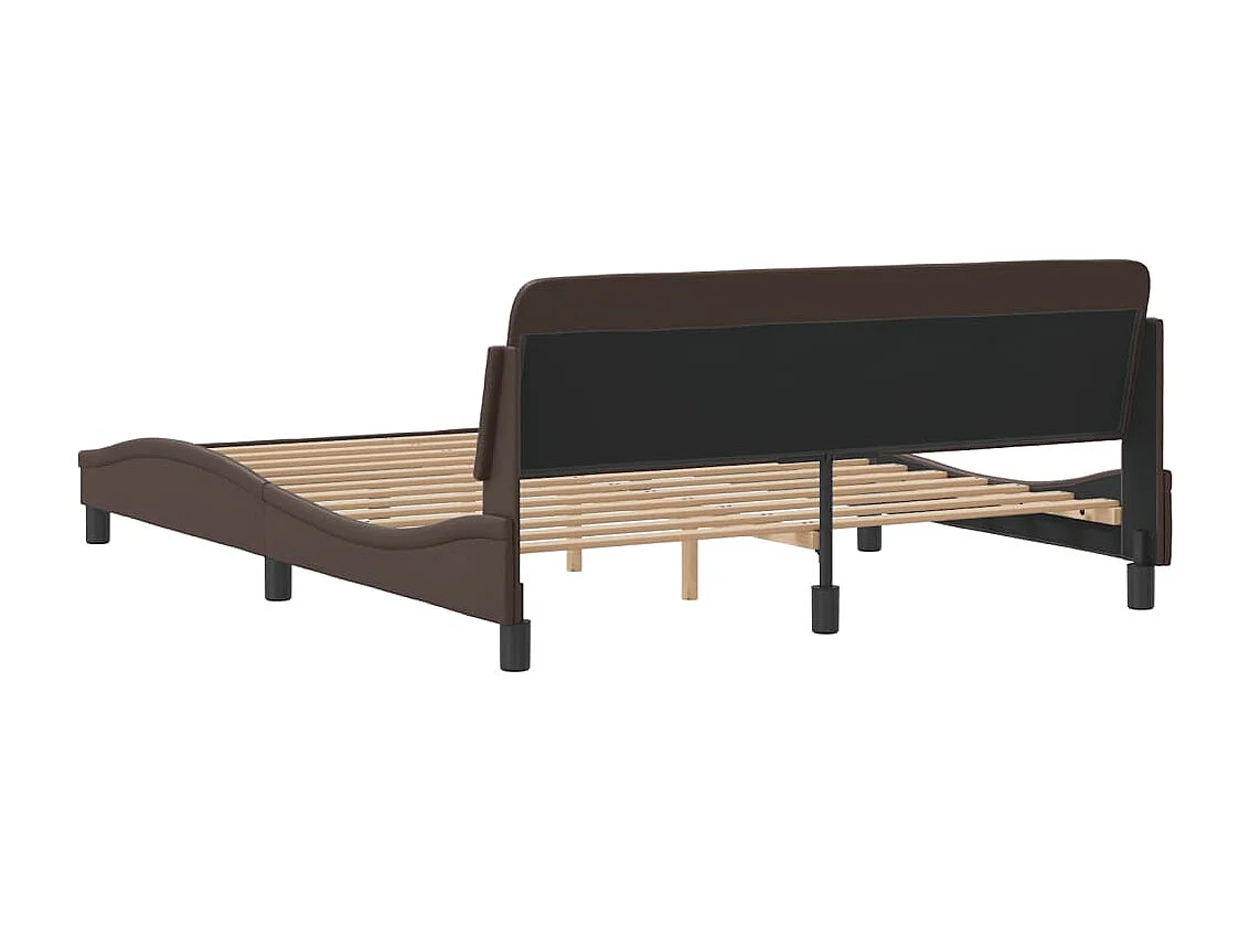 Cadre de lit avec tête de lit Marron 160x200 Similicuir