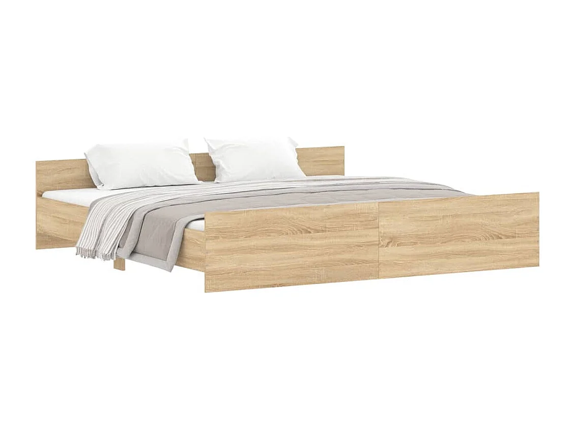 Cadre de lit tête de lit et pied de lit chêne sonoma 180x200
