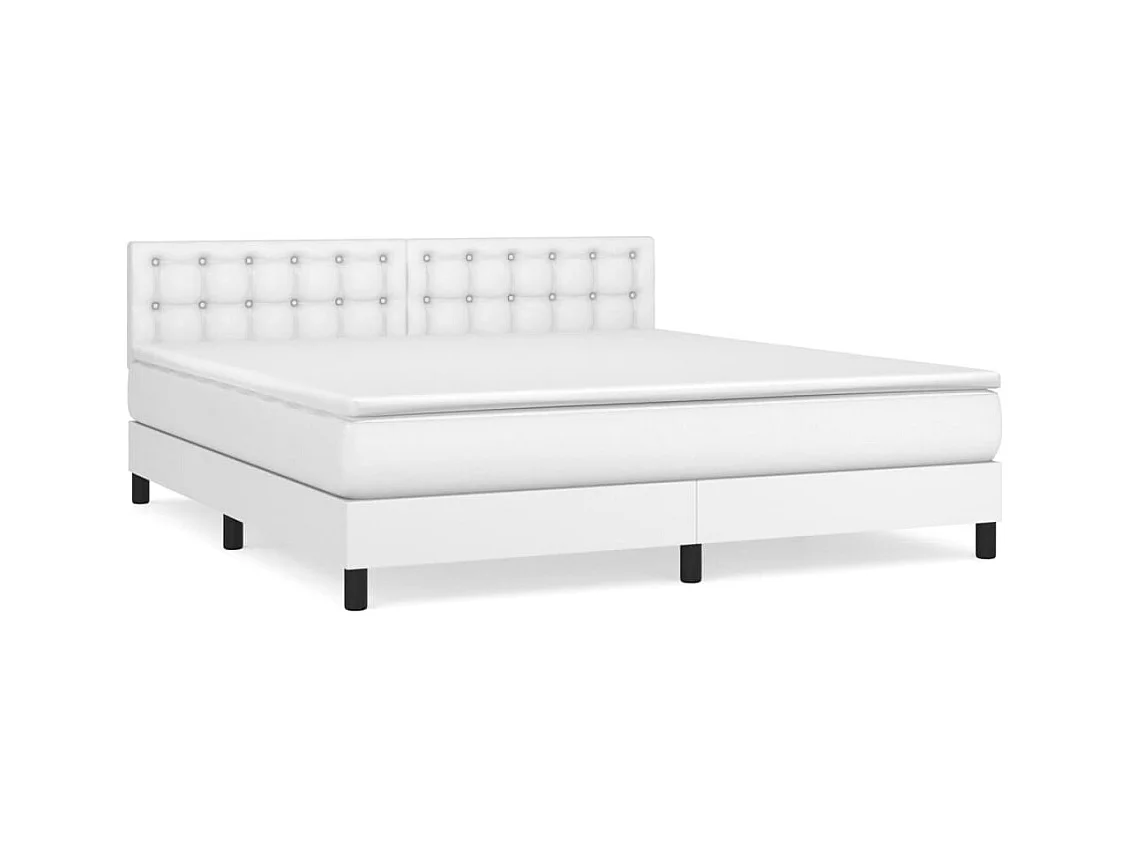 Sommier à lattes de lit avec matelas Blanc 160x200 Similicuir