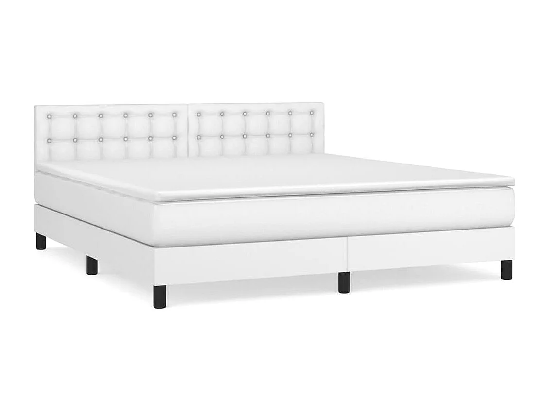 Sommier à lattes de lit avec matelas Blanc 160x200 Similicuir