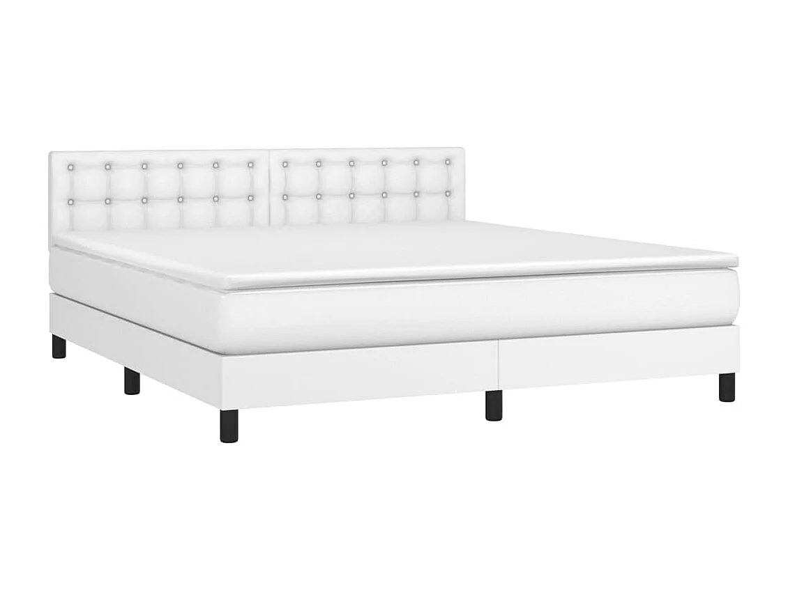 Sommier à lattes de lit avec matelas Blanc 160x200 Similicuir