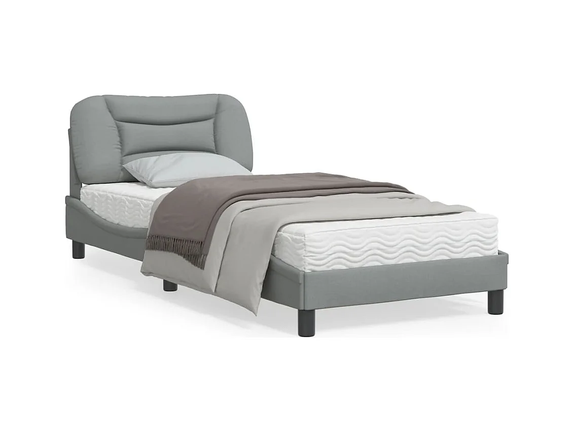 Cadre de lit avec tête de lit Gris clair 90x200 Tissu