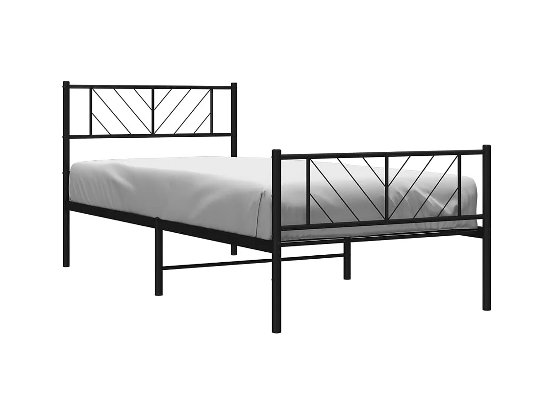 Bedframe met hoofd- en voeteneinde metaal zwart 107x203 cm