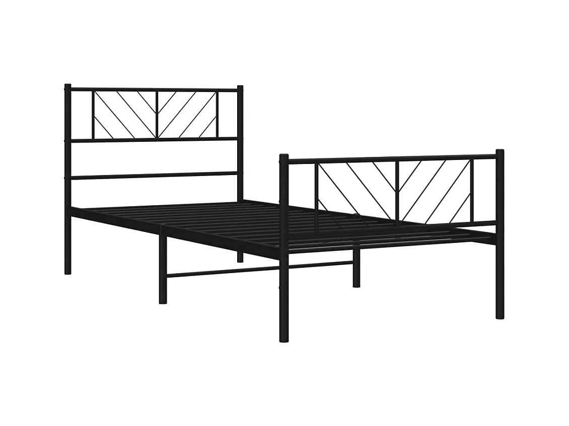 Bedframe met hoofd- en voeteneinde metaal zwart 107x203 cm
