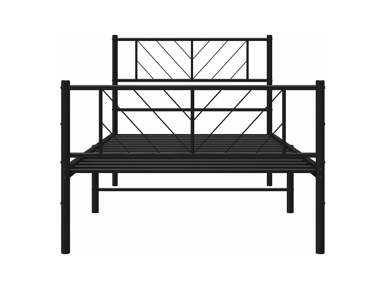 Bedframe met hoofd- en voeteneinde metaal zwart 107x203 cm