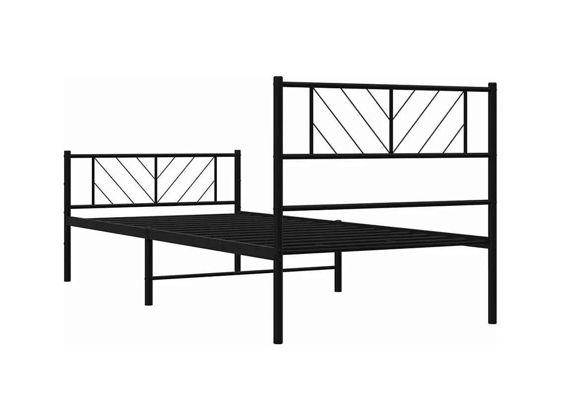 Bedframe met hoofd- en voeteneinde metaal zwart 107x203 cm