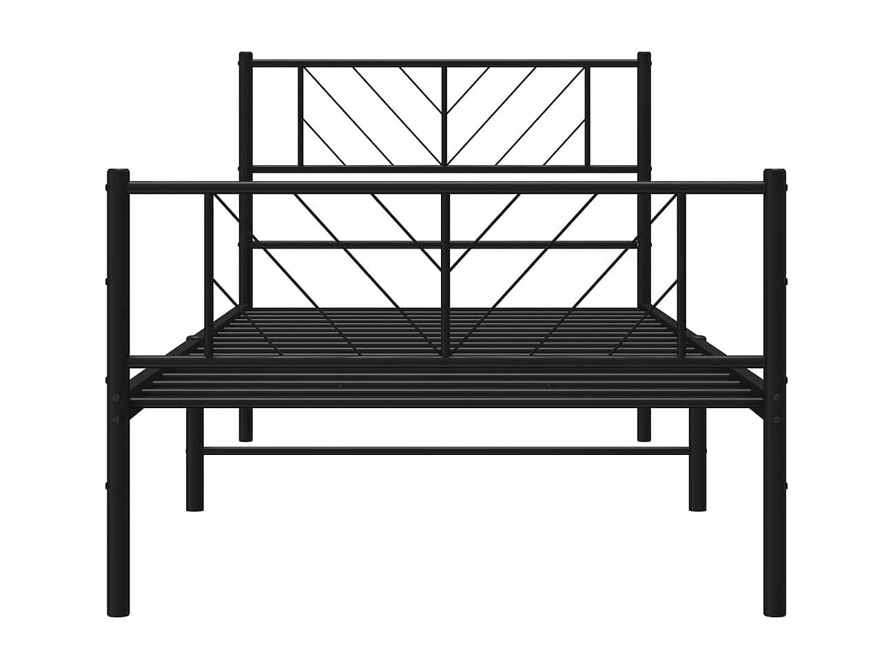 Cadre de lit métal avec tête de lit-pied de lit noir 107x203