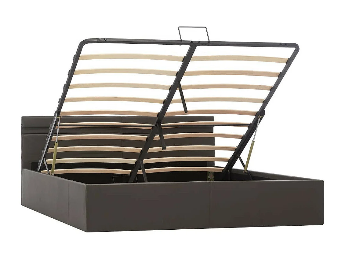 Bedframe met opslag hydraulisch LED kunstleer grijs 180x200 cm