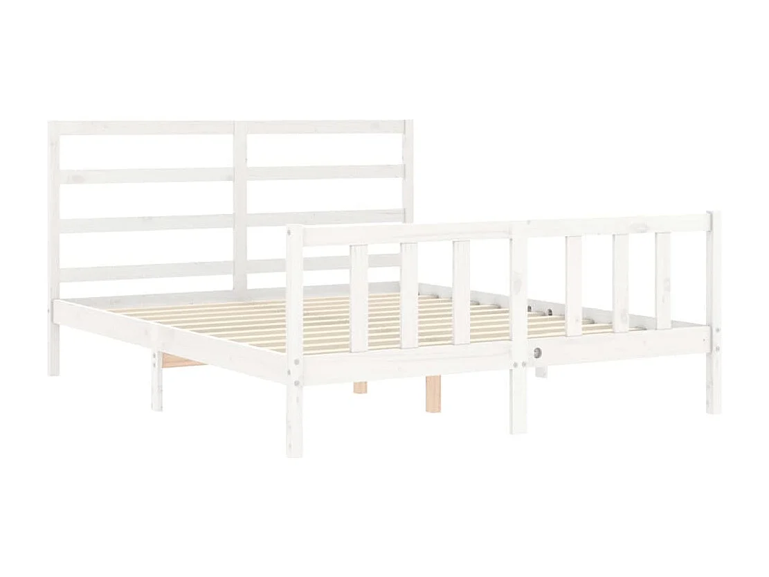 Cadre de lit avec tête de lit blanc 160x200 bois massif