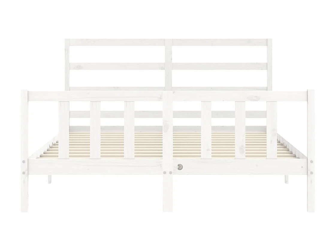 Cadre de lit avec tête de lit blanc 160x200 bois massif