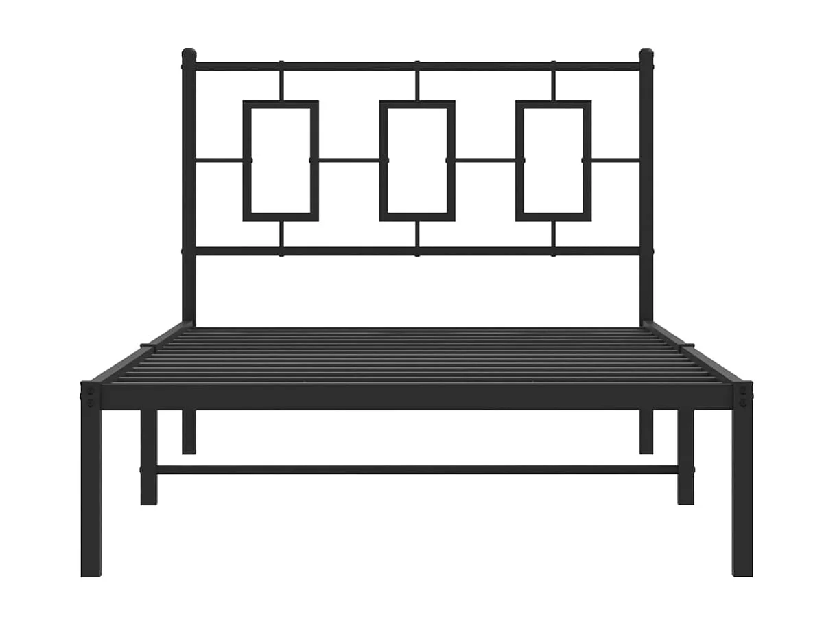 Cadre de lit métal avec tête de lit noir 100x200