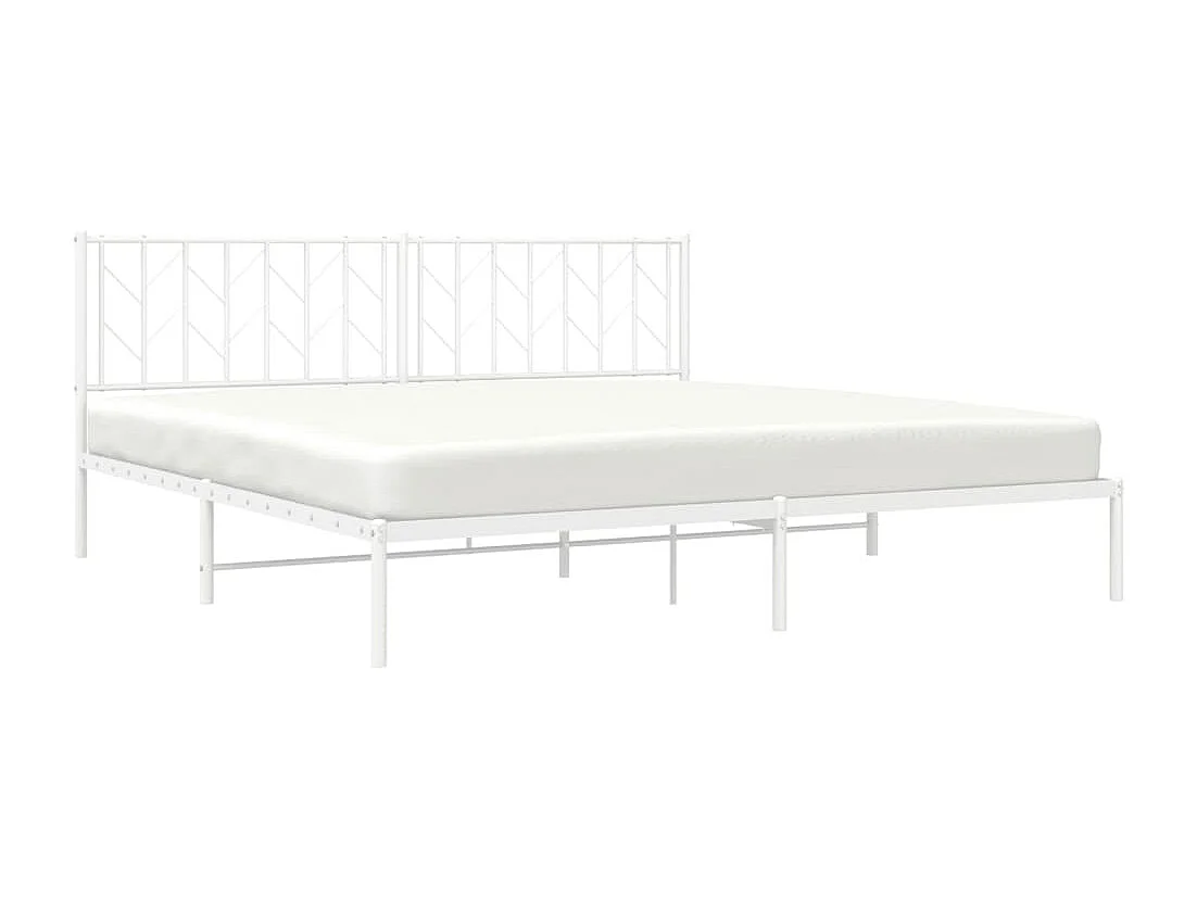 Cadre de lit métal avec tête de lit blanc 193x203