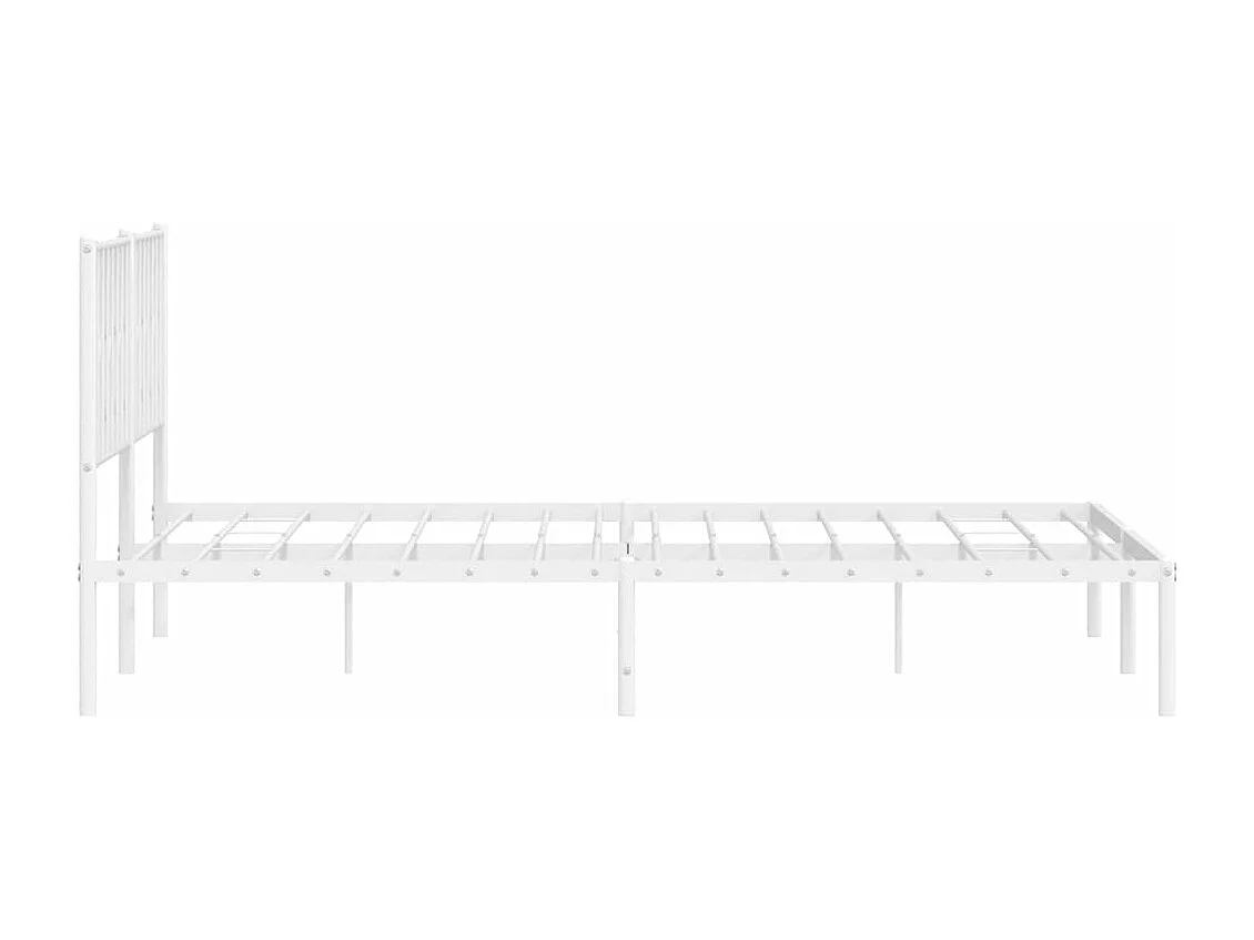 Cadre de lit métal avec tête de lit blanc 193x203