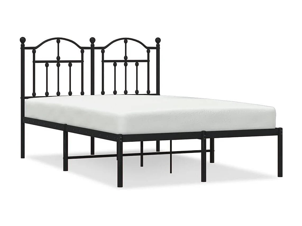 Cadre de lit métal avec tête de lit noir 120x200