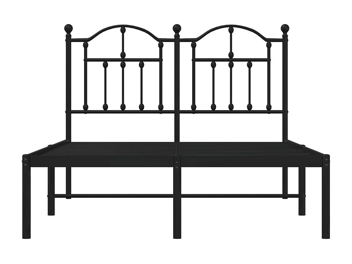 Cadre de lit métal avec tête de lit noir 120x200