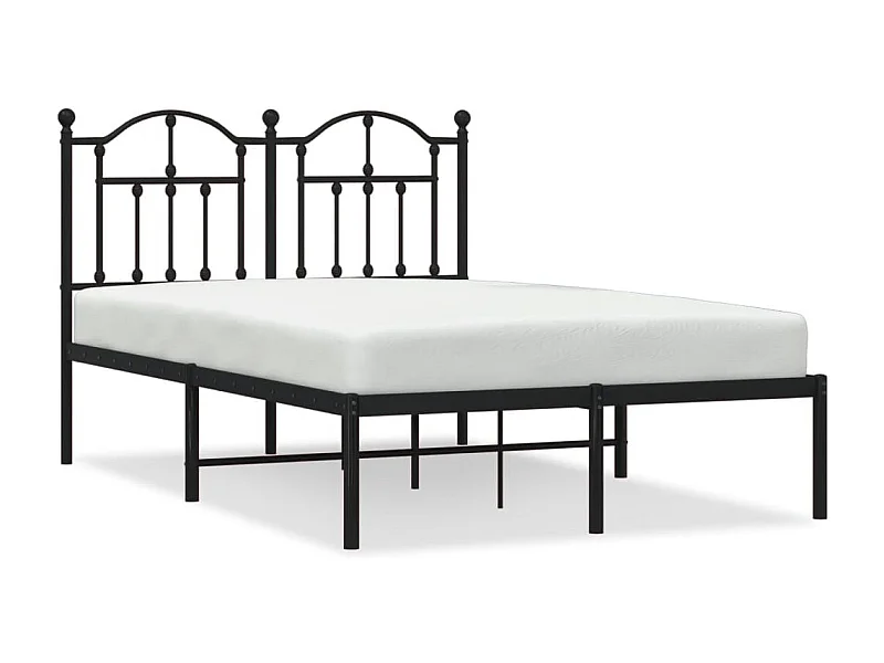 Cadre de lit métal avec tête de lit noir 120x200