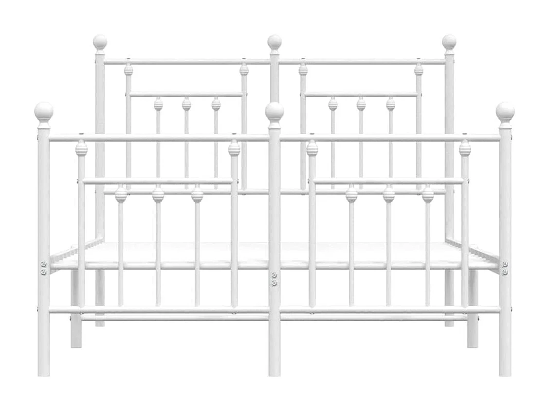 Cadre de lit métal avec tête de lit-pied de lit blanc 120x190