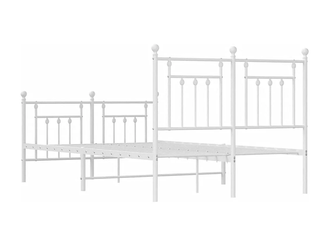 Cadre de lit métal avec tête de lit-pied de lit blanc 120x190