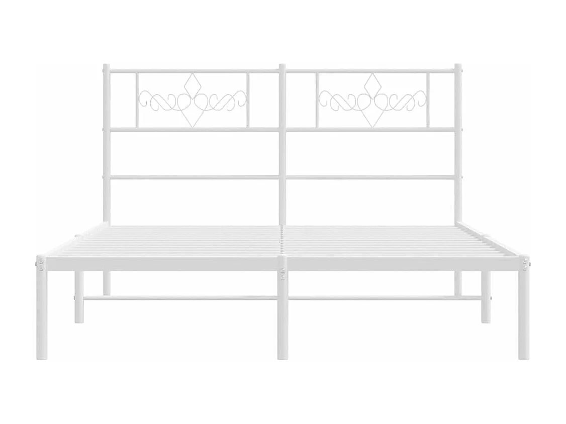 Cadre de lit métal avec tête de lit blanc 135x190