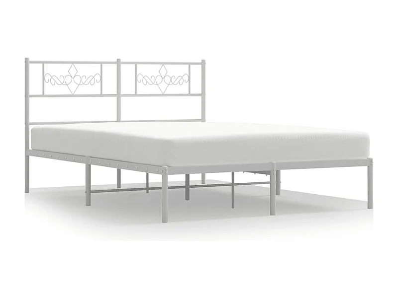 Cadre de lit métal avec tête de lit blanc 135x190