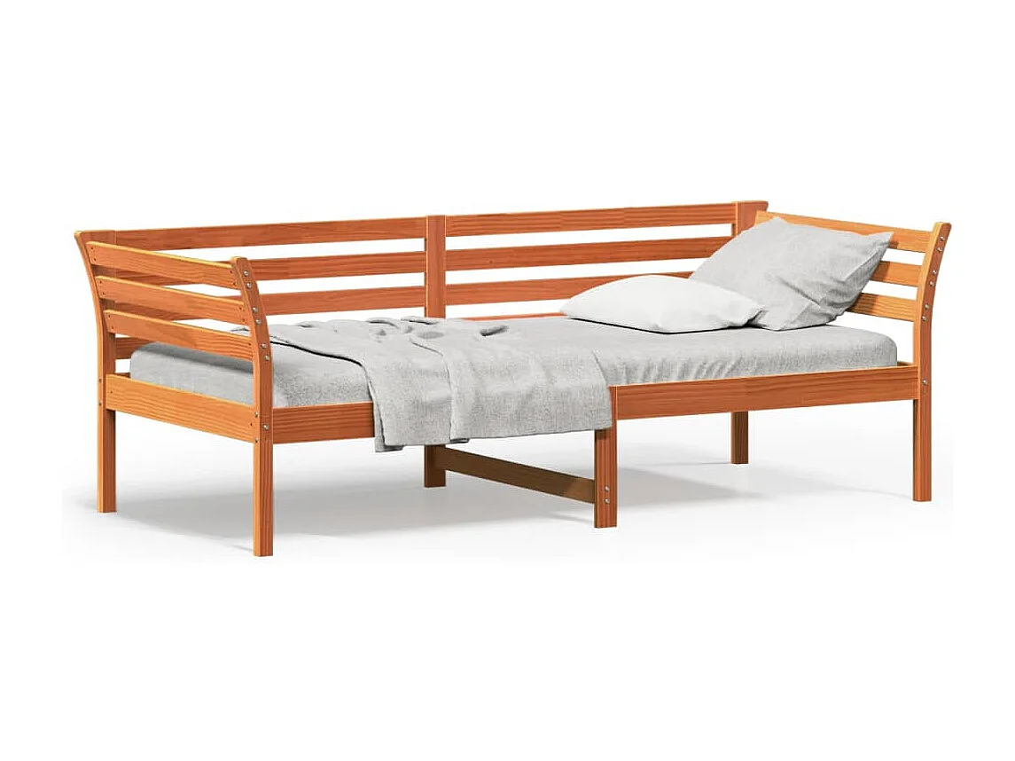 Lit de jour marron 100x200 bois de pin massif