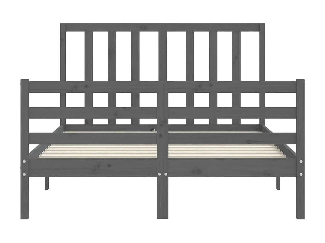 Cadre de lit avec tête de lit gris 140x190 bois massif
