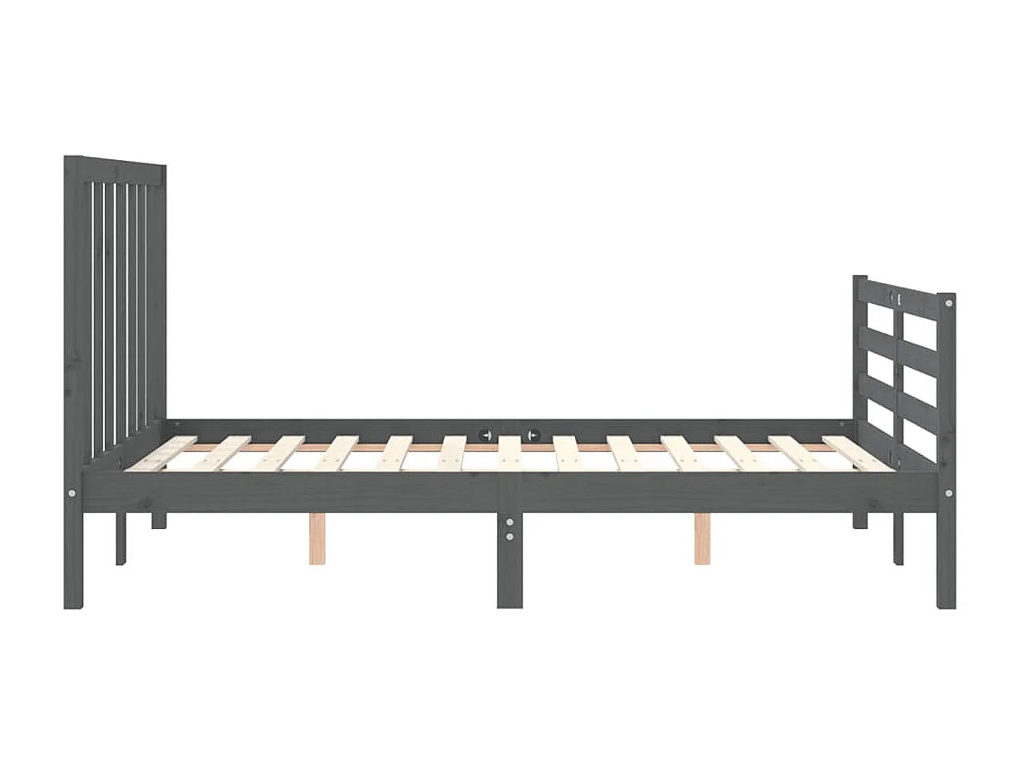 Cadre de lit avec tête de lit gris 140x190 bois massif