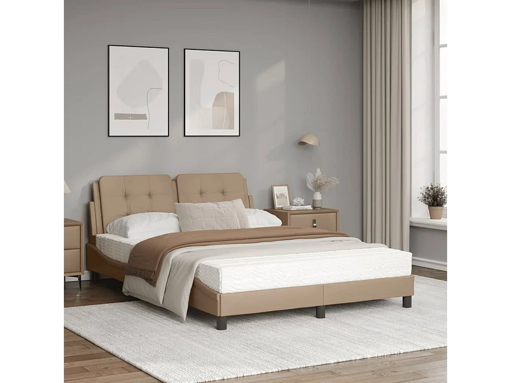 Lit avec matelas cappuccino 120x200 similicuir
