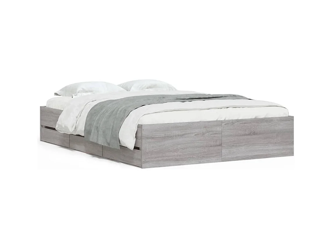 Cadre de lit et tiroirs sonoma gris 120x200 bois d'ingénierie