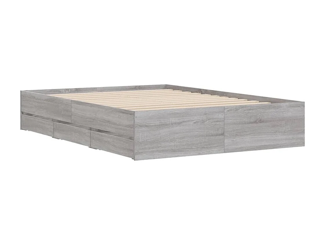 vidaXL Cama con cajones madera ingeniería gris Sonoma 120x200 cm