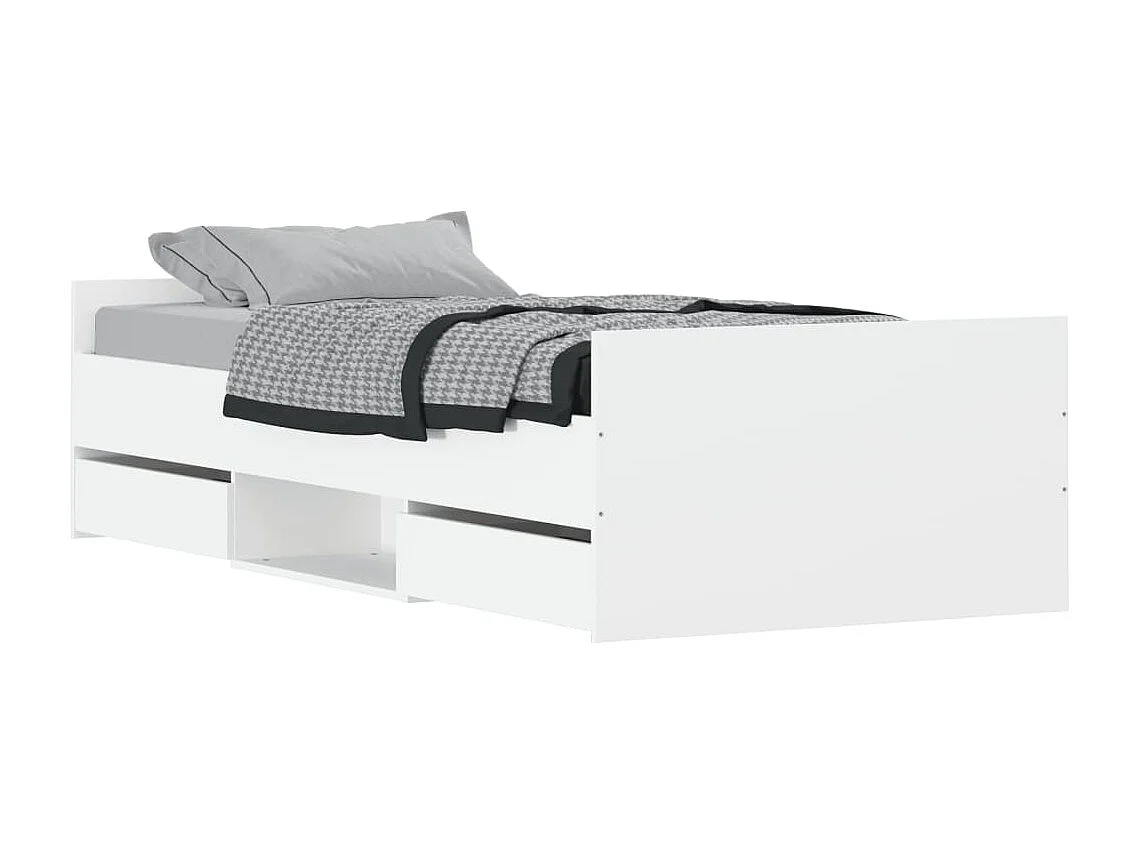 Cadre de lit avec tête de lit-pied de lit blanc 100x200