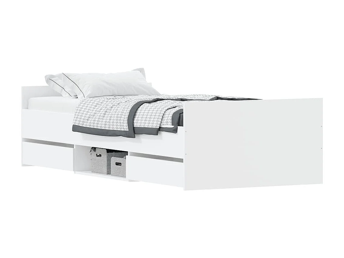 Cadre de lit avec tête de lit-pied de lit blanc 100x200