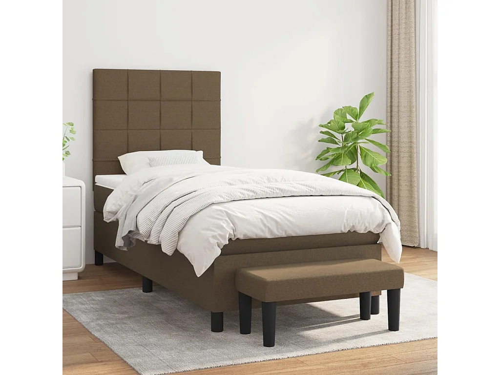 Sommier à lattes de lit avec matelas Marron foncé 90x200