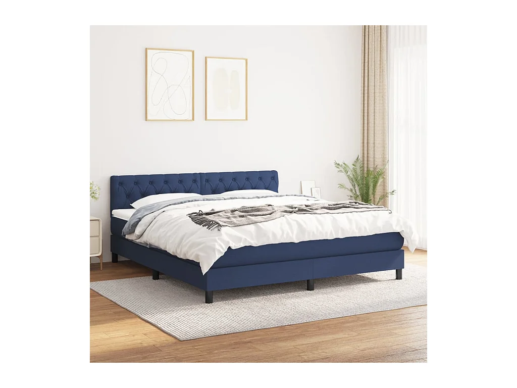 Boxspring met matras stof blauw 160x200 cm