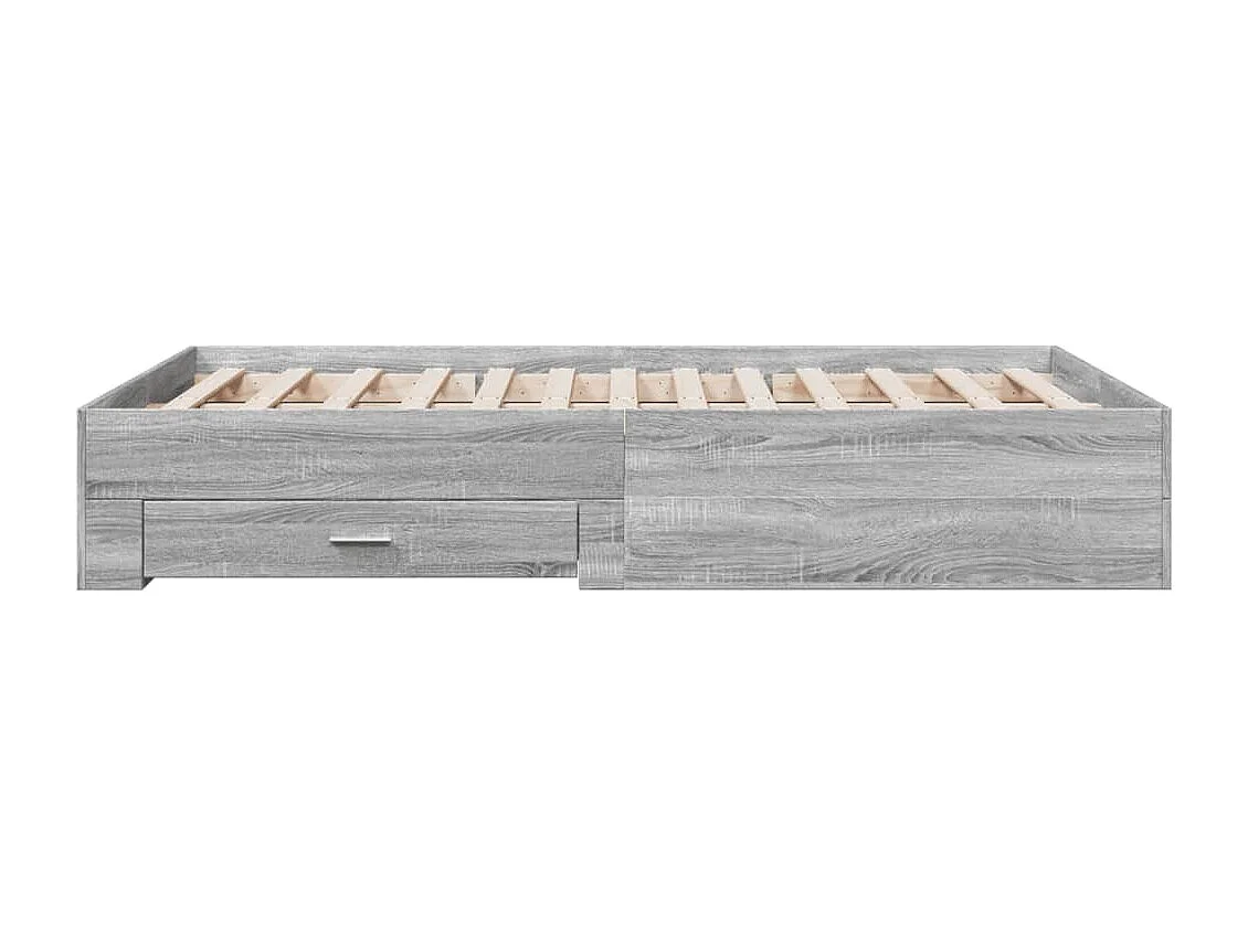 Cadre de lit et tiroirs sonoma gris 120x190 bois ingénierie