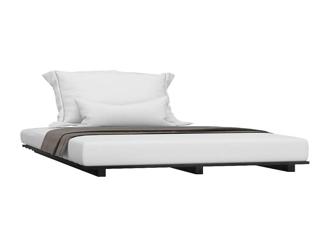 Cadre de lit Noir 140x190 Bois de pin massif