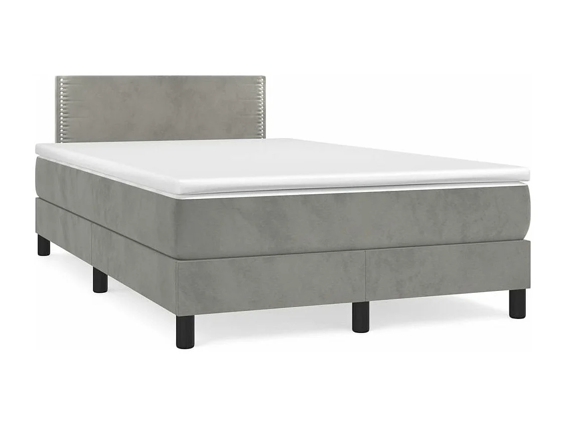 Sommier à lattes de lit avec matelas LED gris clair 120x190
