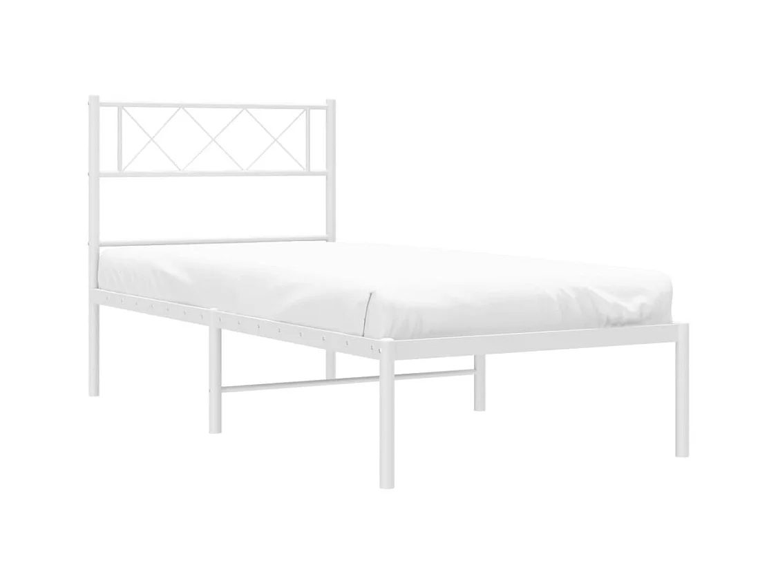 vidaXL Estructura de cama de metal con cabecero blanco 75x190 cm