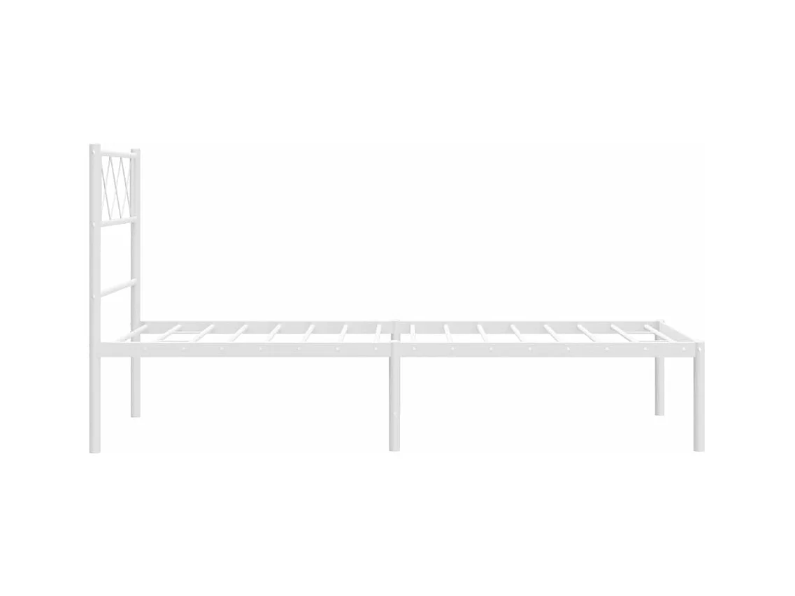 vidaXL Estructura de cama de metal con cabecero blanco 75x190 cm