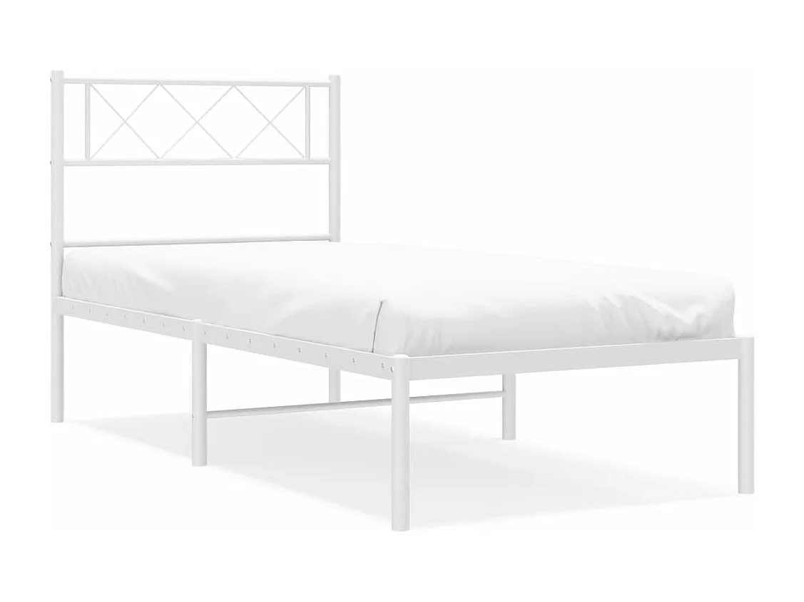 vidaXL Estructura de cama de metal con cabecero blanco 75x190 cm
