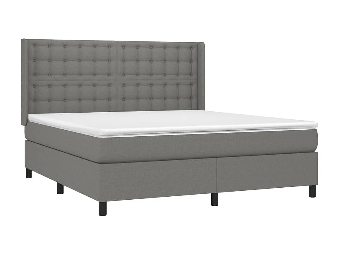 Lit à sommier tapissier et matelas et LED Gris foncé 180x200 Tissu